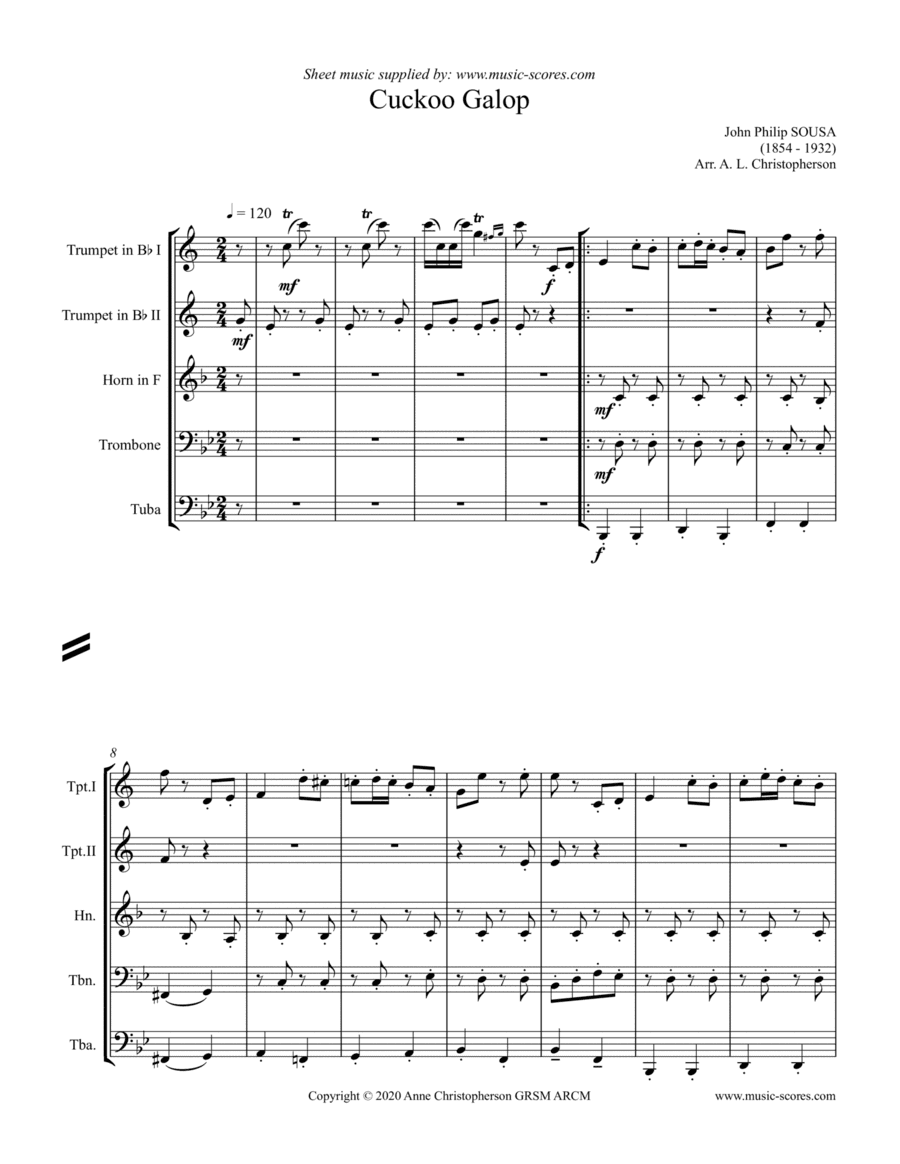 Cuckoo Galop - Brass Quintet (arr. Anne L Christopherson GRSM ARCM)
