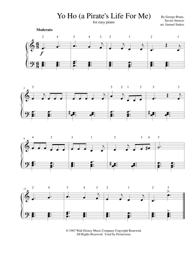 Yo Ho (a Pirate's Life For Me) (arr. Samuel Stokes)