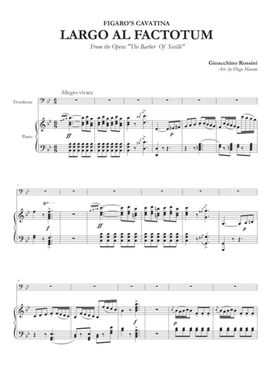 Figaro's Cavatina "Largo Al Factotum" for Trombone and Piano (arr. Diego Marani)
