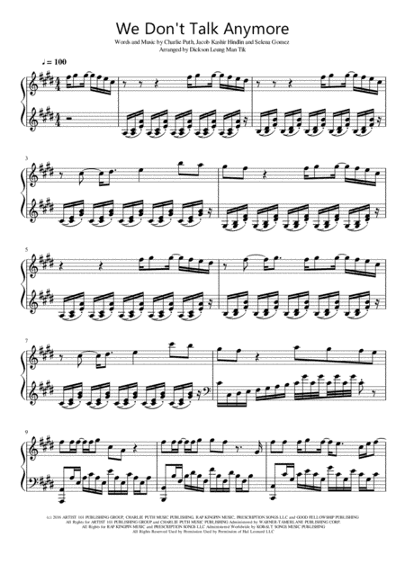 We Don't Talk Anymore (arr. Dickson Leung Man Tik)