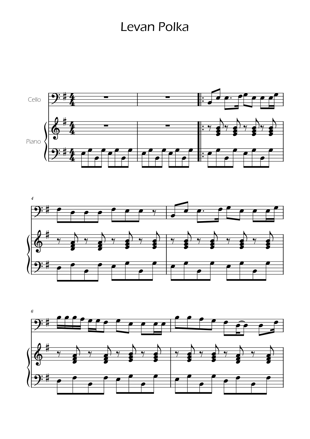 Levan Polkka - Easy Cello (arr. Ygor Nunes)