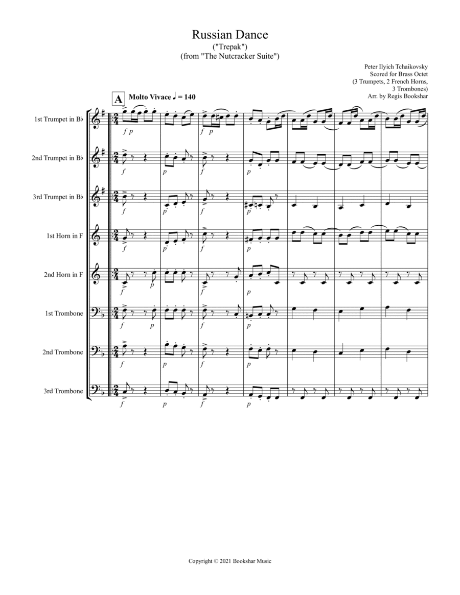 Russian Dance ("Trepak") (from "The Nutcracker Suite") (F) (Brass Octet - 3 Trp, 2 Hrn, 3 Trb) (arr. Regis Bookshar)