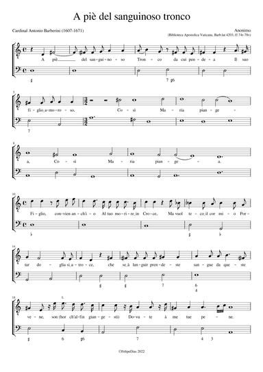 A piè del sanguinoso tronco (arr. Early Music Scores)