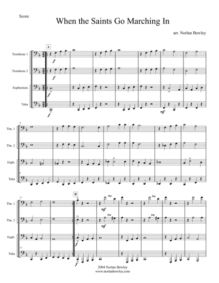 When The Saints Go Marching In - Low Brass Quartet (arr. Norlan Bewley)