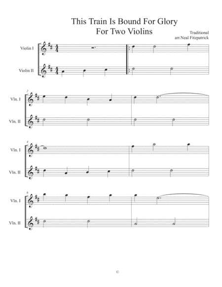 This Train Is Bound For Glory For Two Violins (arr. Neal Fitzpatrick)