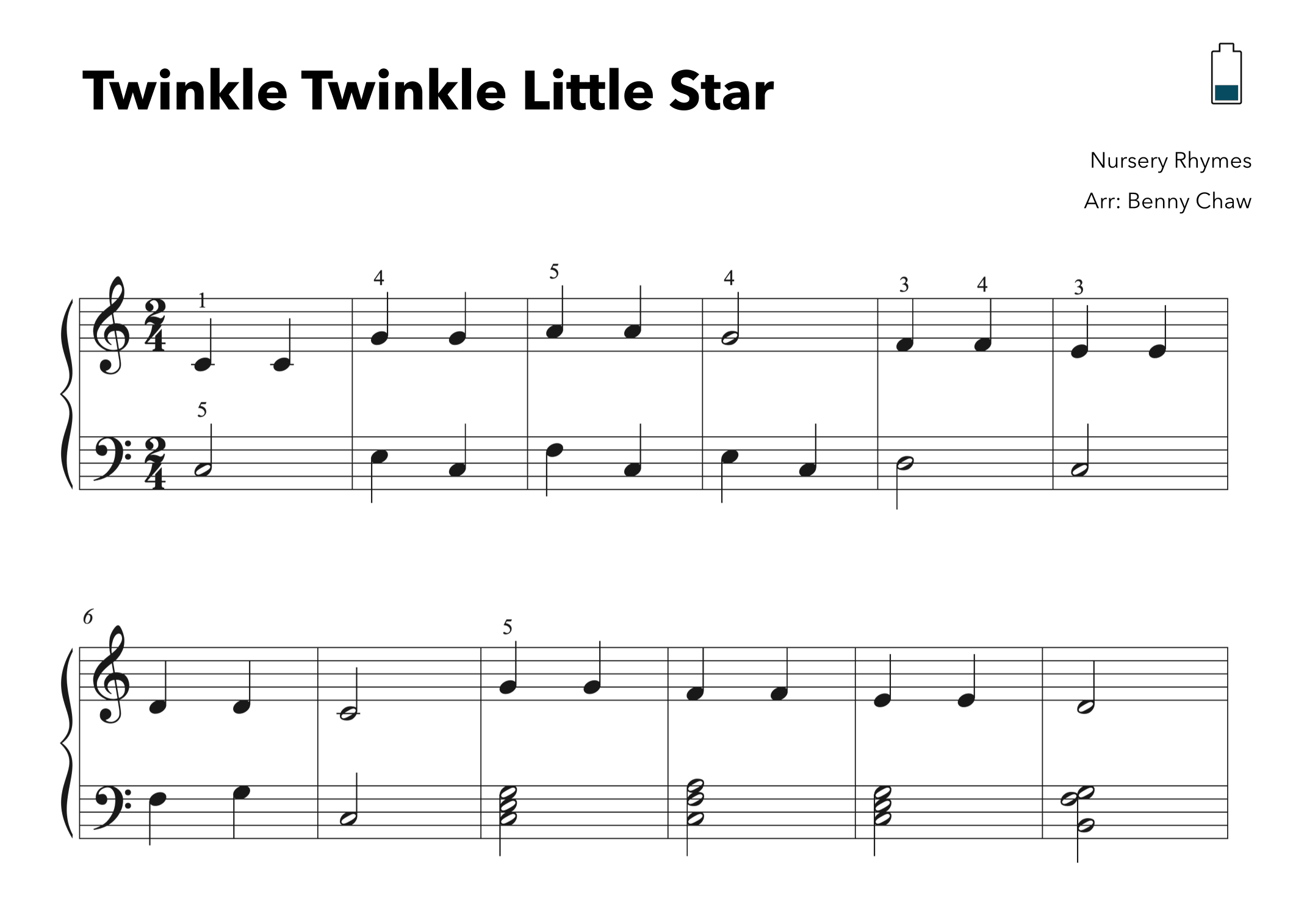 Twinkle Twinkle Little Star (arr. Benny Chaw)
