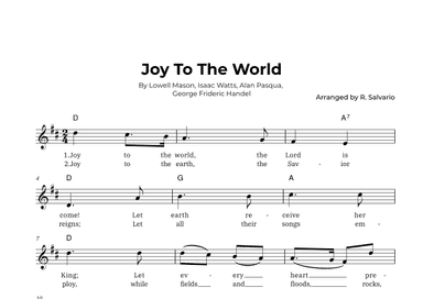 Joy To The World (Key of D Major) (arr. R. Salvario)