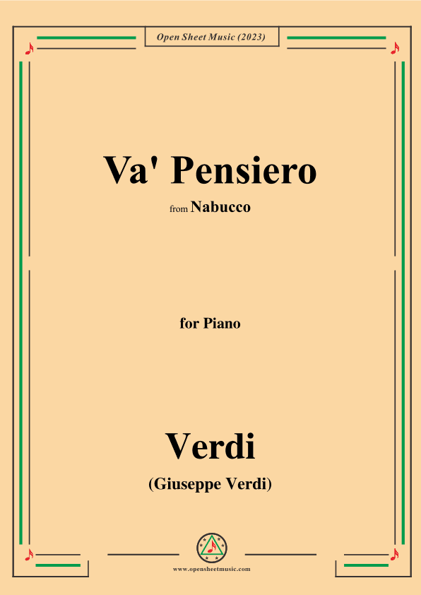 Verdi-Va,Pensiero(Chorus of Hebrew Slaves),for Piano (arr. OSM Press)