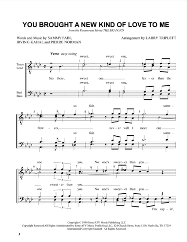 You Brought A New Kind Of Love To Me (arr. Larry Triplett)