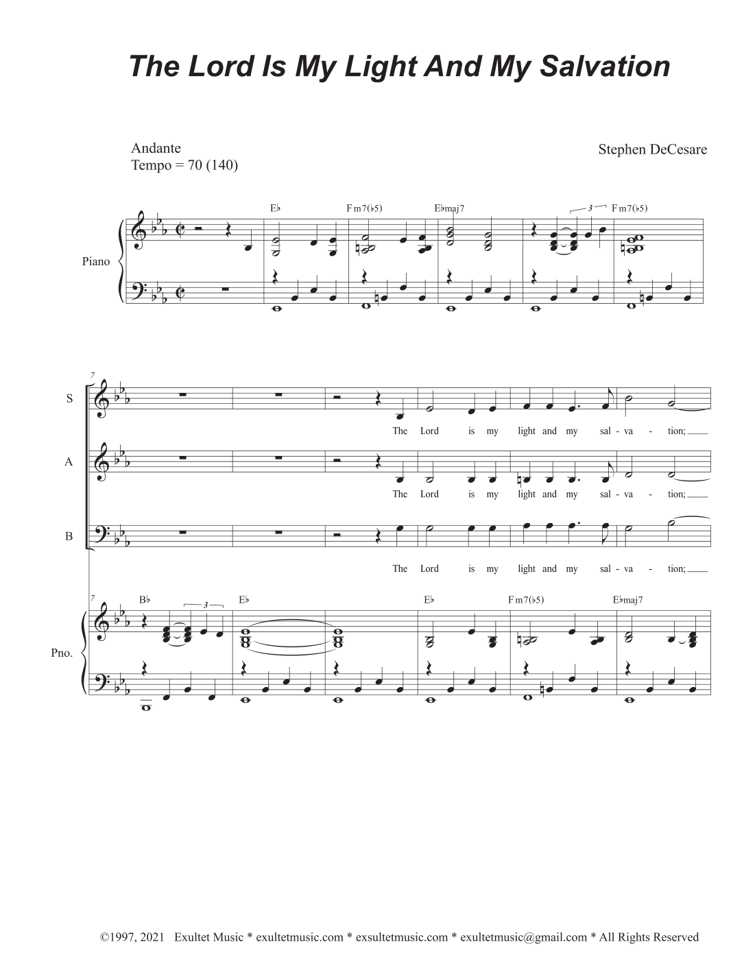 The Lord Is My Light And My Salvation (SAB)