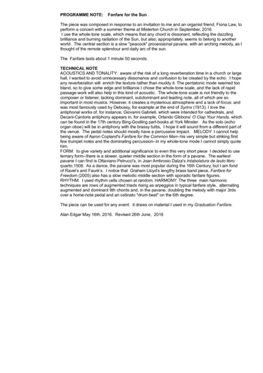 FANFARE FOR THE SUN (Organ solo)