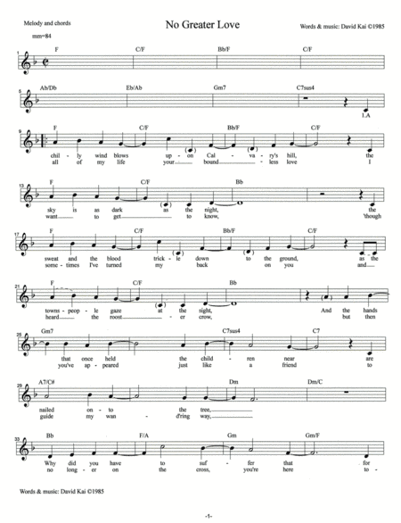 No Greater Love (lead sheet)