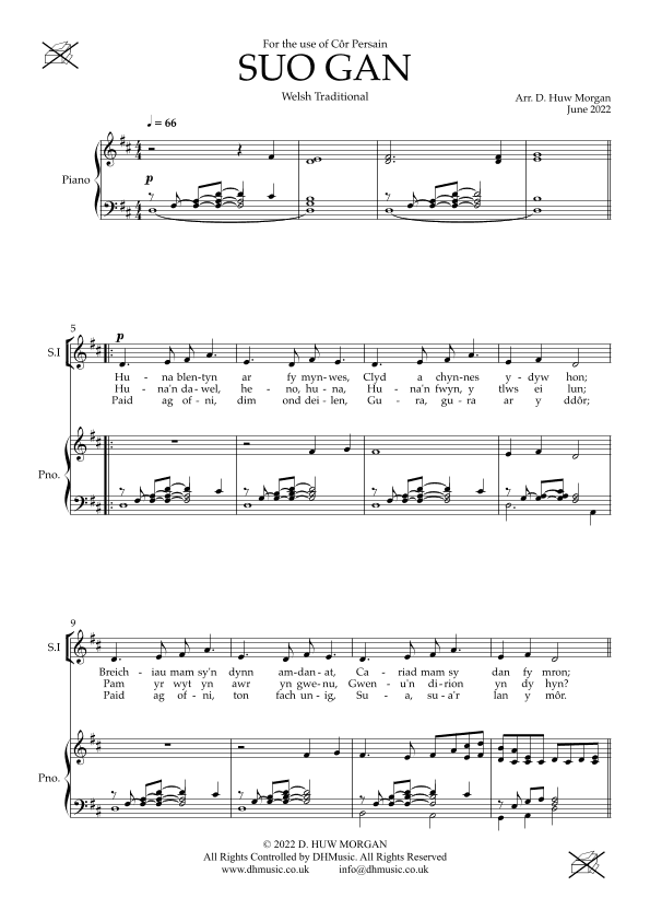 Suo Gan (arr. D. Huw Morgan)