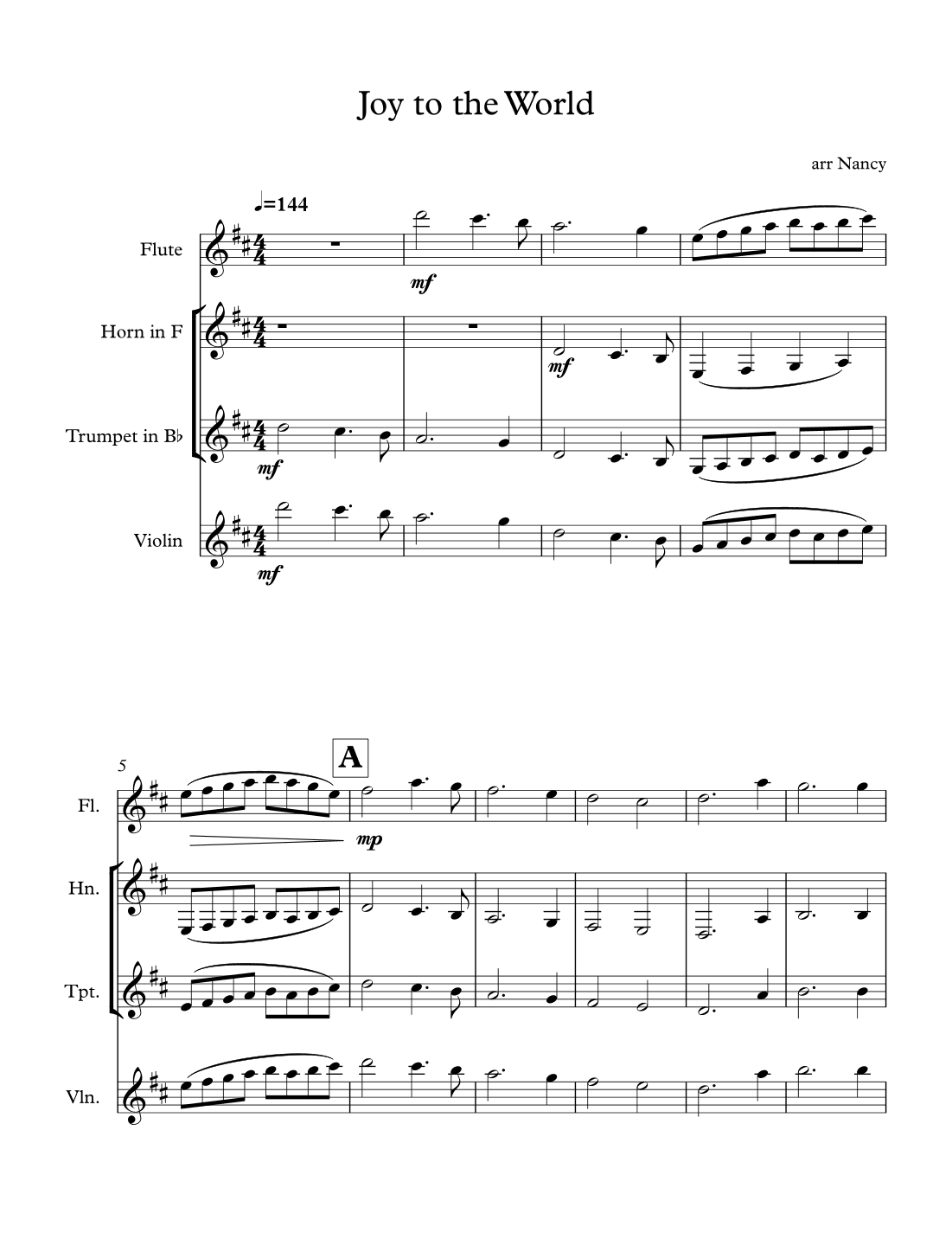Joy to the World (arr. Nancy Shafer Rohar)