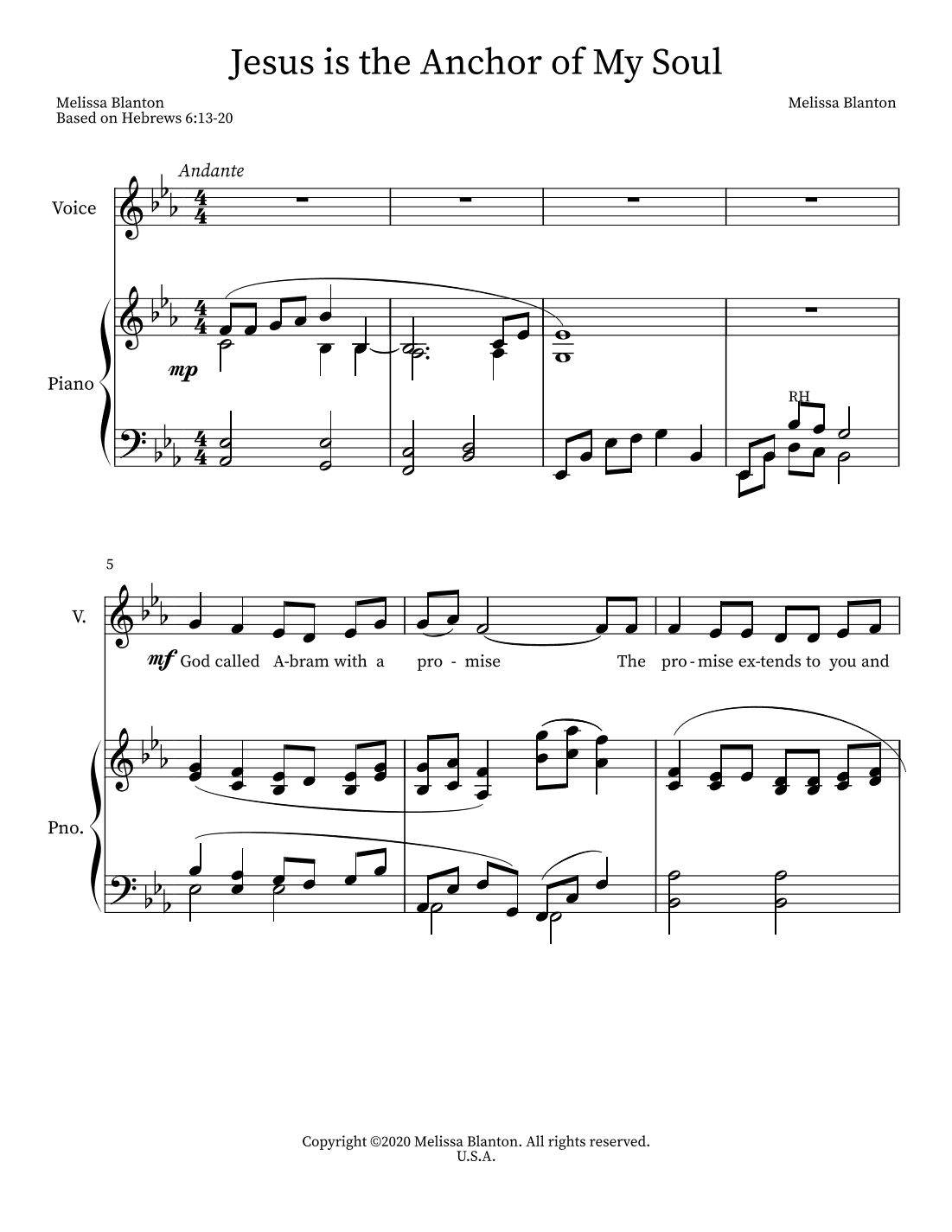 Jesus Is the Anchor of My Soul (Hebrews 6:19 Unison Choir or Solo)