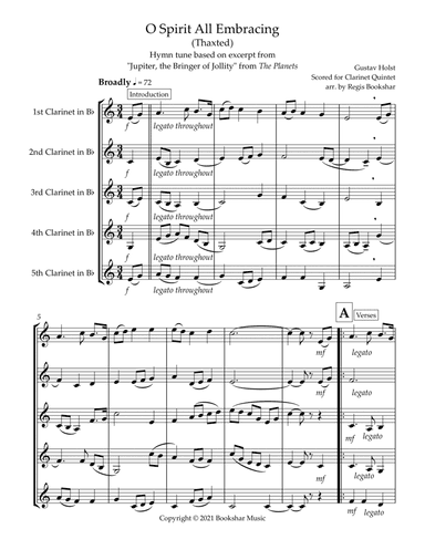 O Spirit All-Embracing (Thaxted) (Bb) (Clarinet Quintet) (arr. Regis Bookshar)