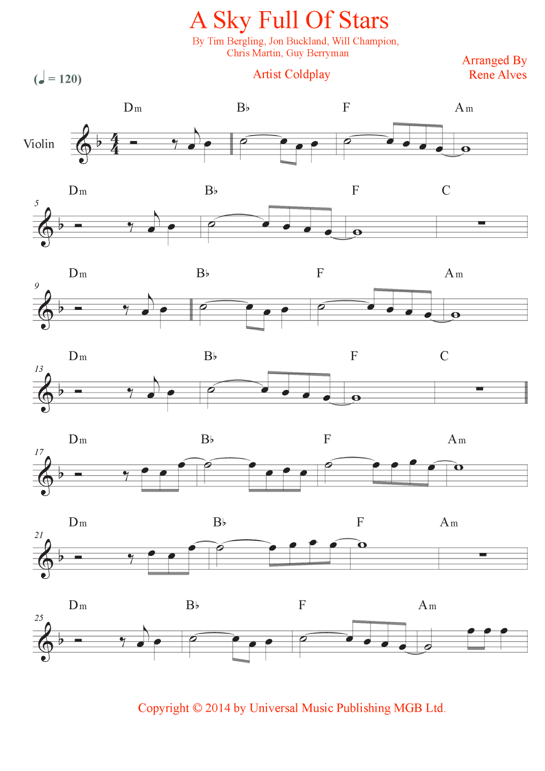 A Sky Full Of Stars (arr. Rene Alves)