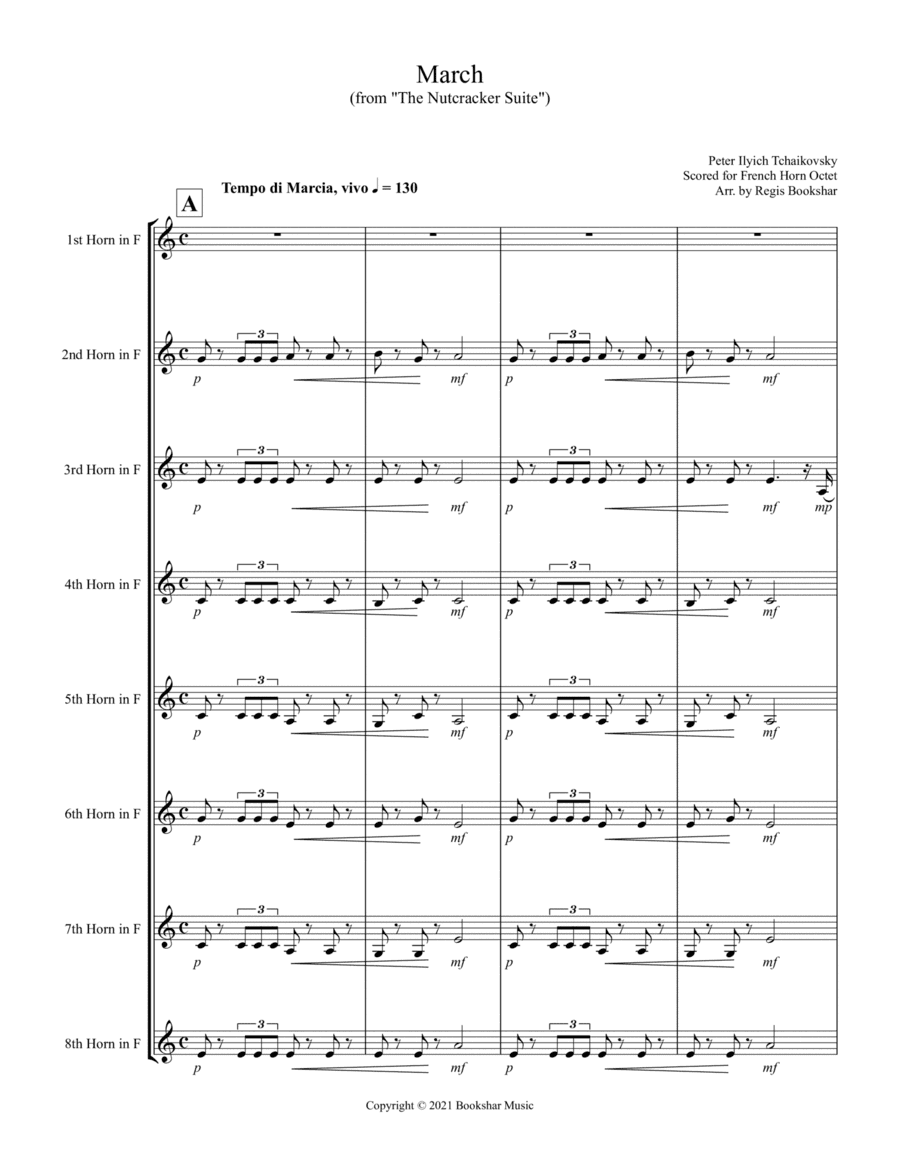March (from "The Nutcracker Suite") (F) (French Horn Octet) (arr. Regis Bookshar)