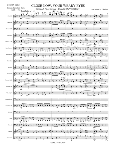 Close Now, Ye Weary Eyes - Extra Score (arr. Glen D. Lienhart)