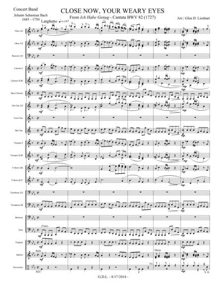 Close Now, Ye Weary Eyes - Extra Score (arr. Glen D. Lienhart)