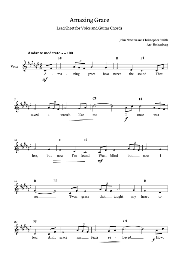 Amazing Grace (arr. Heisenberg)