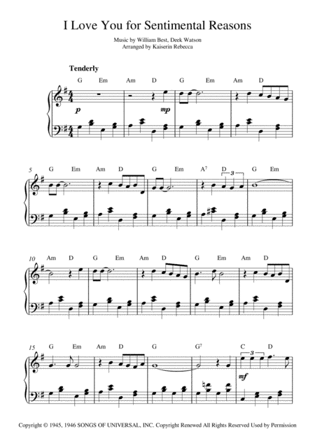 (i Love You) For Sentimental Reasons (arr. Kaiserin Rebecca)