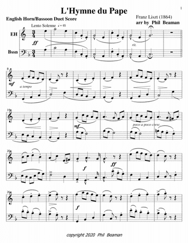 L'Hymne du Pape-English Horn-Bassoon duet (arr. Phil Beaman)
