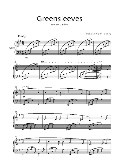 Greensleeves (Piano solo) (arr. Robin Hood Editions)
