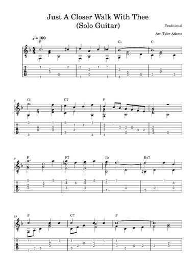 Just A Closer Walk With Thee (Solo Guitar) (arr. Tyler Adams)