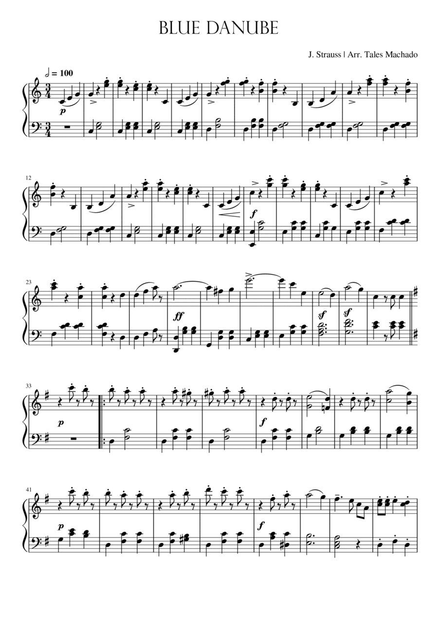 Blue Danube | Easy piano arrangement (arr. Tales Machado)