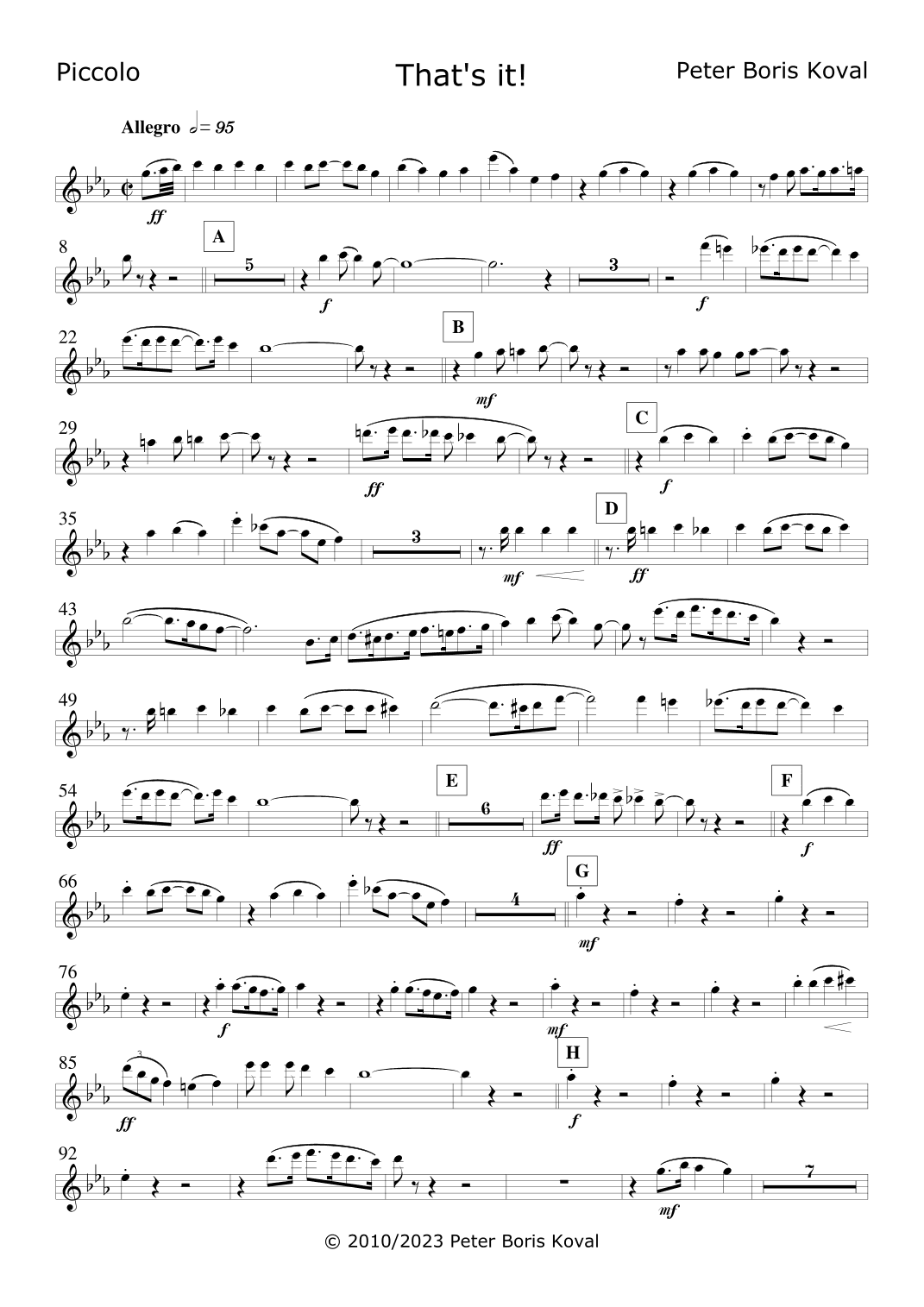 That's It! Arranged for Concert Band A4 size