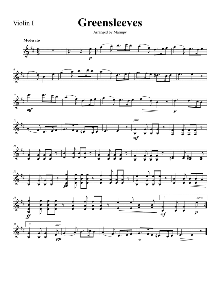 Greensleeves (arranged for String Trio) (arr. Marmpy)
