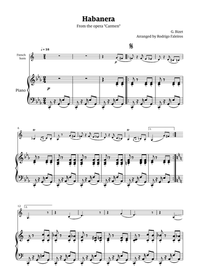 Habanera (for solo french horn w/ piano accompaniment) (arr. Rodrigo Faleiros)
