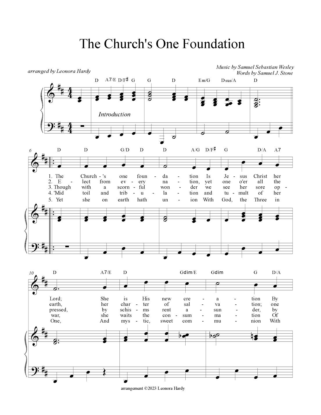 The Church's One Foundation (arr. Leonora Hardy)
