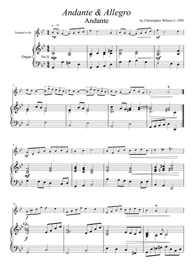 Andante, Lament & Allegro for Trumpet and Organ or Piano