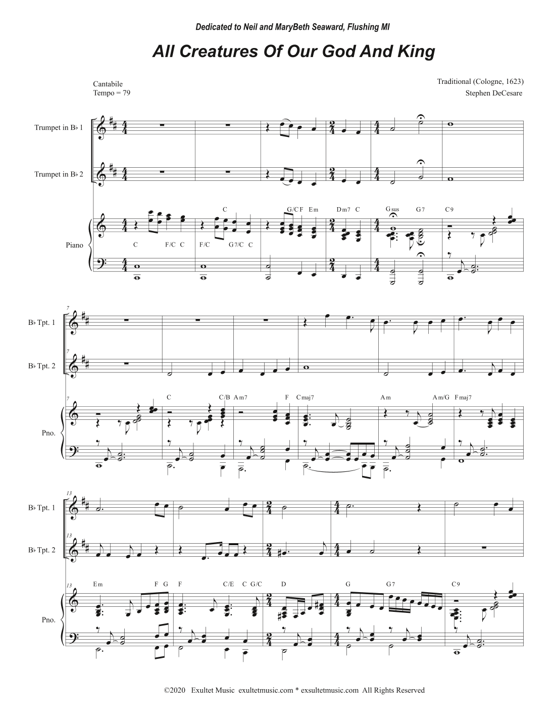 All Creatures Of Our God And King (Duet for Bb-Trumpet) (arr. Stephen DeCesare)