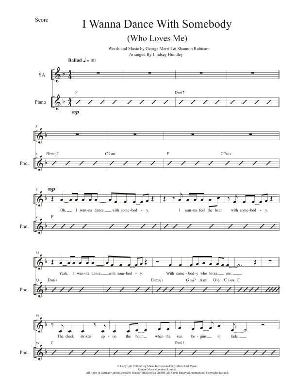 I Wanna Dance With Somebody (arr. Lindsey Hundley)