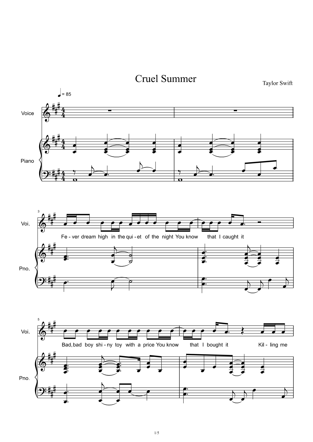 Cruel Summer (arr. Taylor Swift)