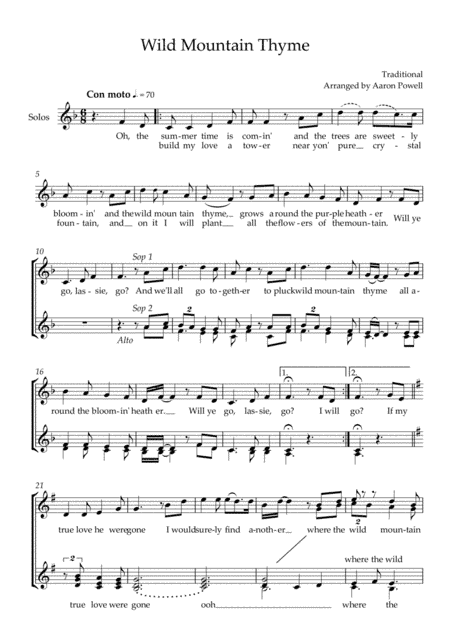 Wild Mountain Thyme (Will Ye Go, Lassie, Go?) (arr. Aaron Powell)