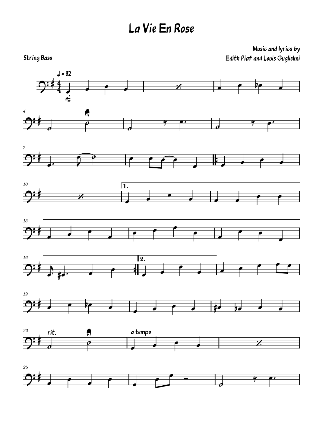 La Vie En Rose (arr. David Lartey)