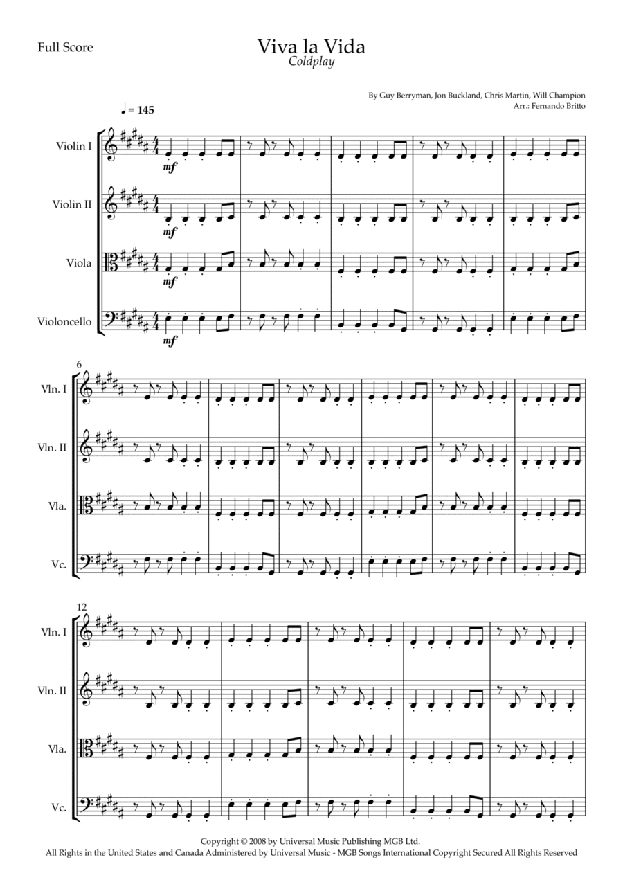 Viva La Vida (arr. Fernando Britto)