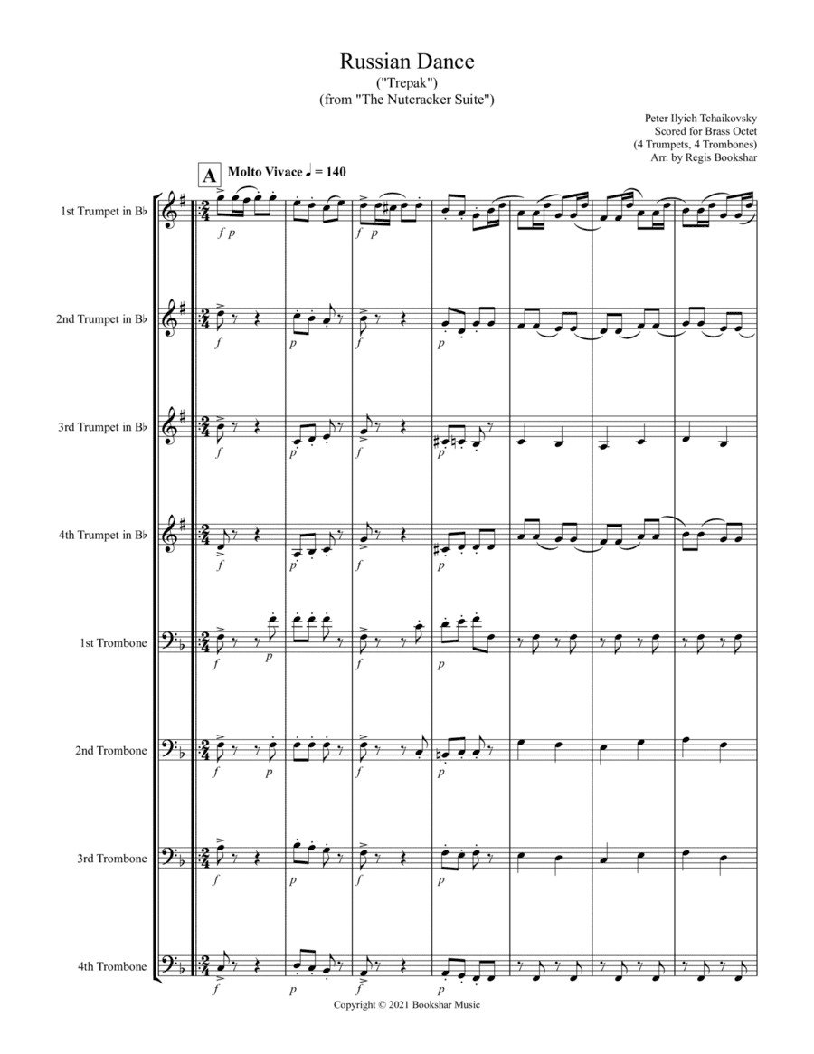 Russian Dance ("Trepak") (from "The Nutcracker Suite") (F) (Brass Octet - 4 Trp, 4 Trb) (arr. Regis Bookshar)