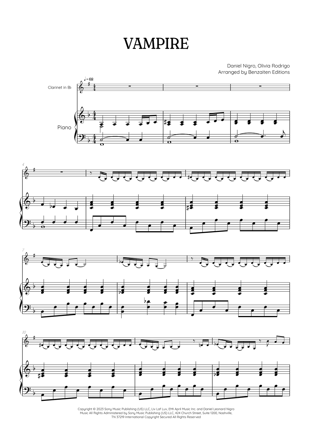 Vampire (arr. Benzaiten Editions)