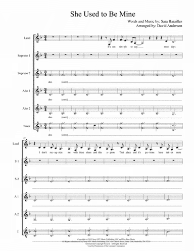 She Used To Be Mine from WAITRESS THE MUSICAL (arr. Ghoti)