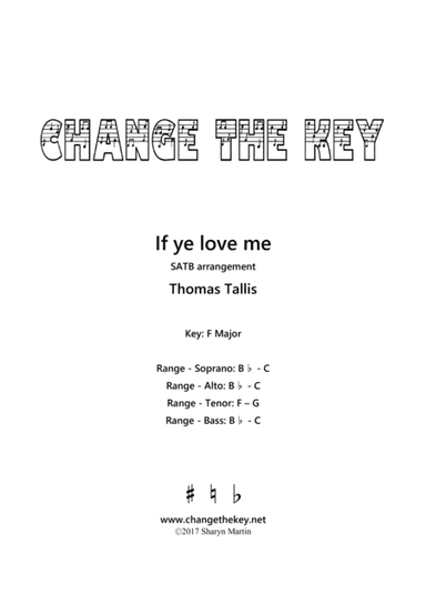 If ye love me - F Major (arr. Change the Key)