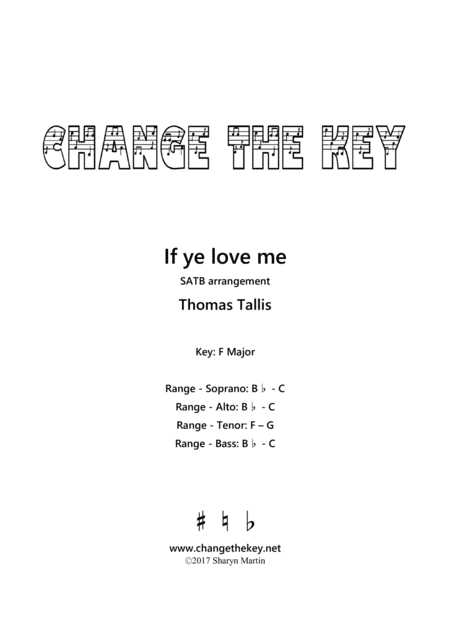 If ye love me - F Major (arr. Change the Key)