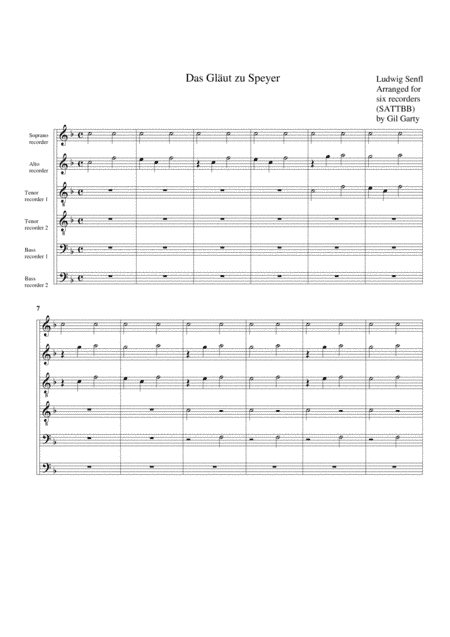 Das Glaeut zu Speyer (arrangement for 6 recorders) (arr. Gil Garty)