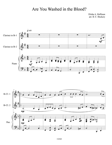 Are You Washed in the Blood? (Clarinet Duet with Piano Accompaniment) (arr. B. C. Dockery)