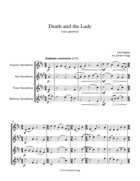Death and the Lady (sax quartet) (arr. Jordan Grigg)