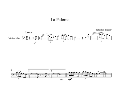 La Paloma - Sebastian Yradier (Cello) (arr. Digital Book Music)